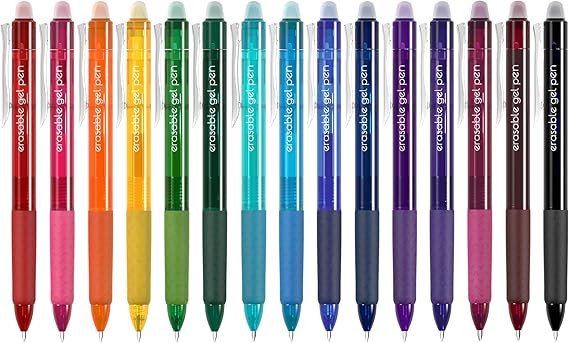 Vanstek 15 Colors Retractable Erasable Gel Pens Clicker, Fine Point(0.7), Make Mistakes Disappear... | Amazon (US)