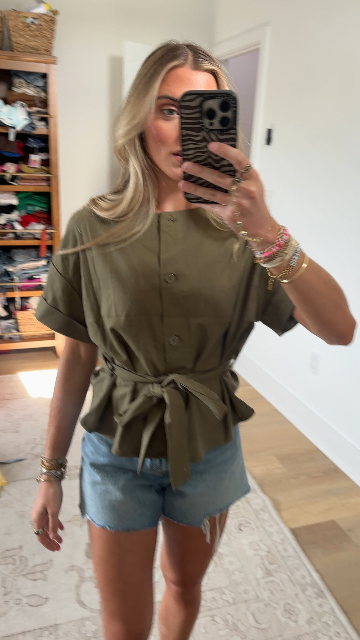 Amazon size small AMEBELLE Women's Belted Button Down Shirt Short Cuffed Sleeves Tie Front Blouse Crewneck Casual Tops

#LTKootd #LTKWorkwear #LTKSaleAlert