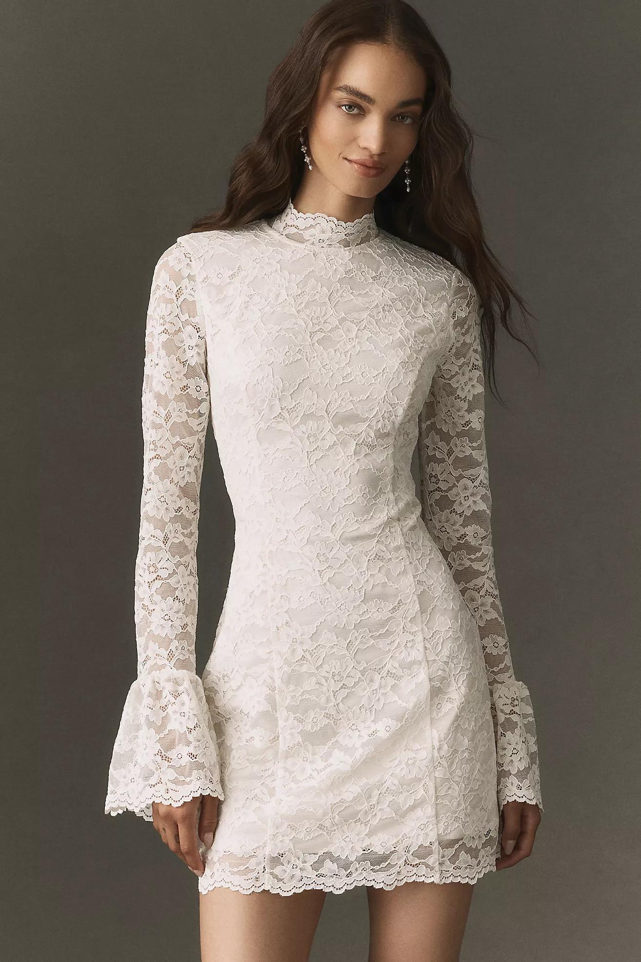 BHLDN Long-Sleeve Lace Mini Dress | Anthropologie (US)