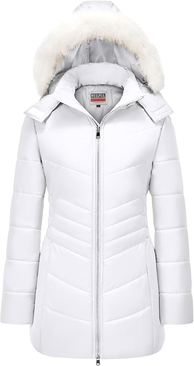 WULFUL Women's Winter Coats Long Warm Thicken Puffer Jackets Outwear With Removable Fur Hood | Amazon (US)