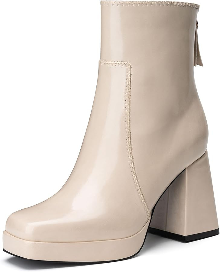 Trary Women's Platform Ankle Boots High Chunky Block Heels Square Toe Comfort Womens Booties Shoe... | Amazon (US)