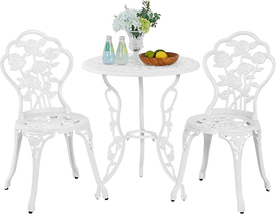 Yaheetech 3 Piece Patio Bistro Table Set Garden Furniture Set, Aluminum Table and Chairs Outdoor ... | Amazon (UK)