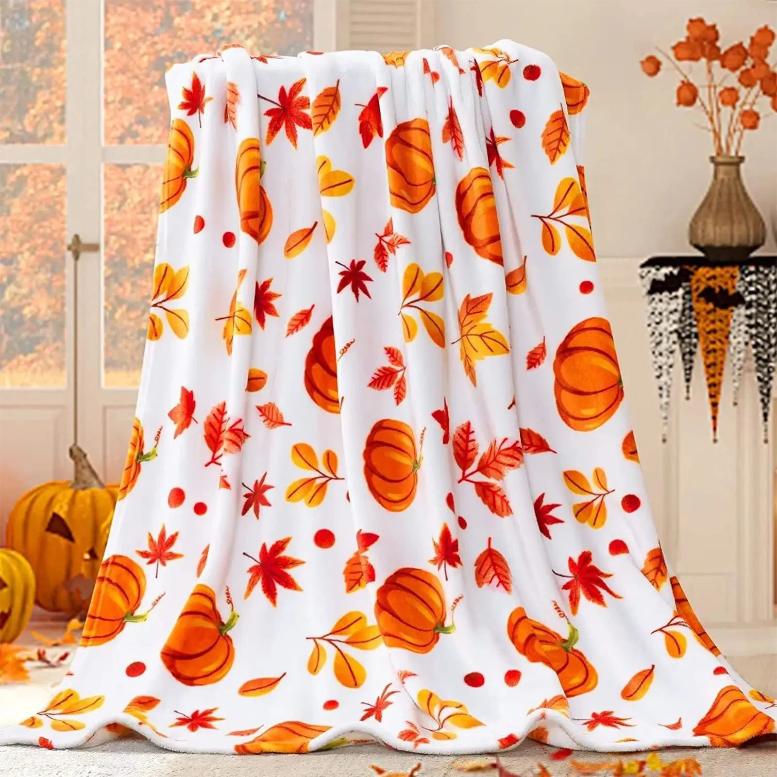 Hoarboeg Fall Throw Blanket, Halloween Pumpkin Autumn Plush Fall Decor Fleece Fuzzy Picnic Throw Blanket For Couch Sofa Chairs, Cute Holiday Orange Le | Walmart (CA)
