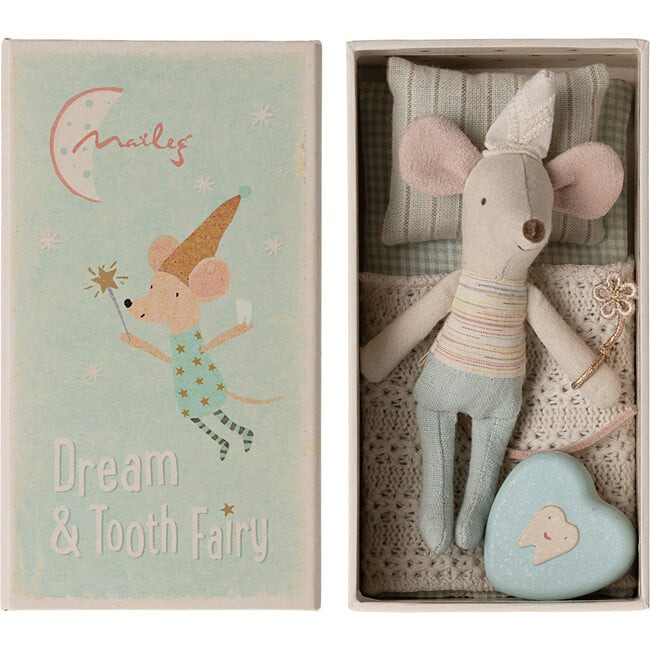 Tooth Fairy Mouse, Little Brother in Match Box (Blue, One Size) - Kids Toys | Maileg from Maisonette | Maisonette