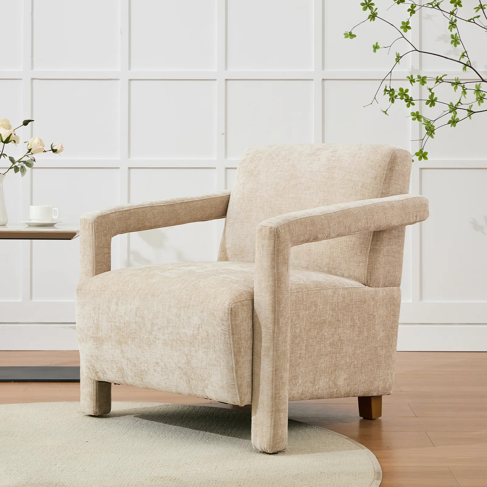 29.9" W Chenille Upholstered Armchair with Solid Wood Frame | Wayfair North America