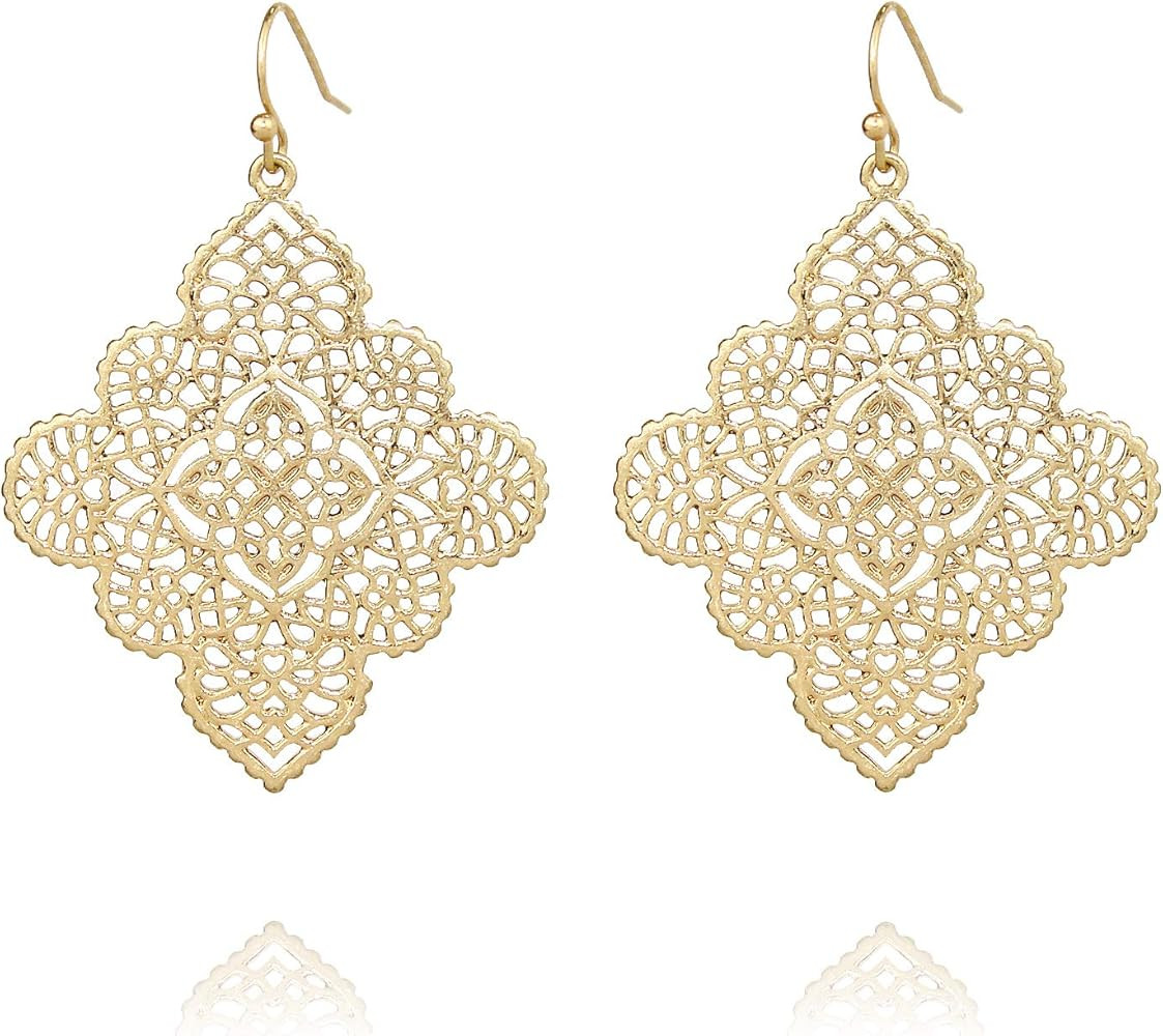 Pomina Floral Celtic Filigree Dangle Drop Earring Boho Fashion Chandelier Earrings for Women | Amazon (US)