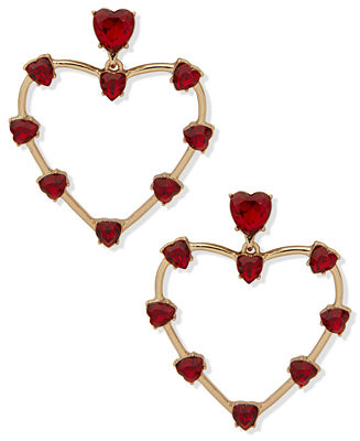Red Stone Heart Drop Earrings | Macy's