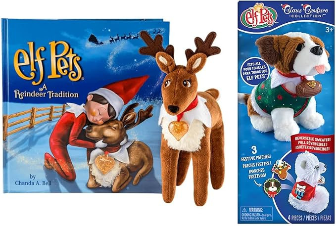 The Elf on the Shelf Elf Pets Reindeer Plush & Claus Couture Pet Sweater Accessory Multi-Item Gif... | Amazon (US)