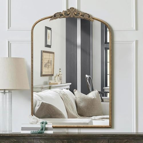 Micasso Ornate Antique Gold Mirror: 24"x 36" French Baroque Arched Mirror - Traditional Vintage Mirrors for Wall/Mantel/Entryway/Bathroom/Hallway - Home Decor for Living Room | Amazon (US)