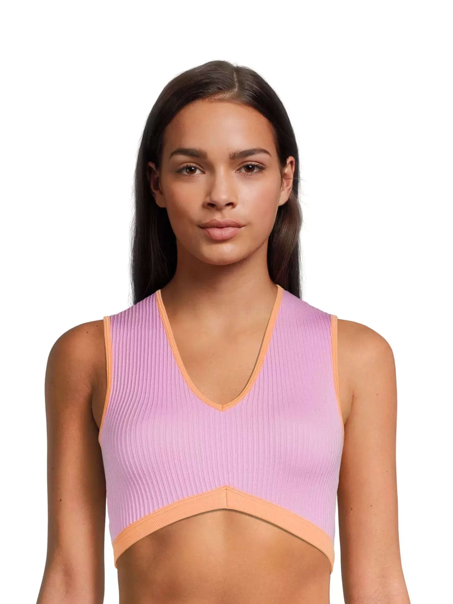 No Boundaries Juniors' Seamless Square Neck Ribbed Bralette