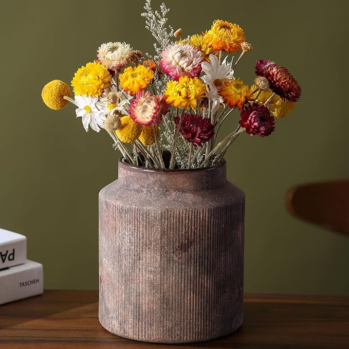 Farmhouse Vase for Home Decor, Vintage Rustic Terracotta Flower Vase Suitable for Home Decor, Liv... | Amazon (US)
