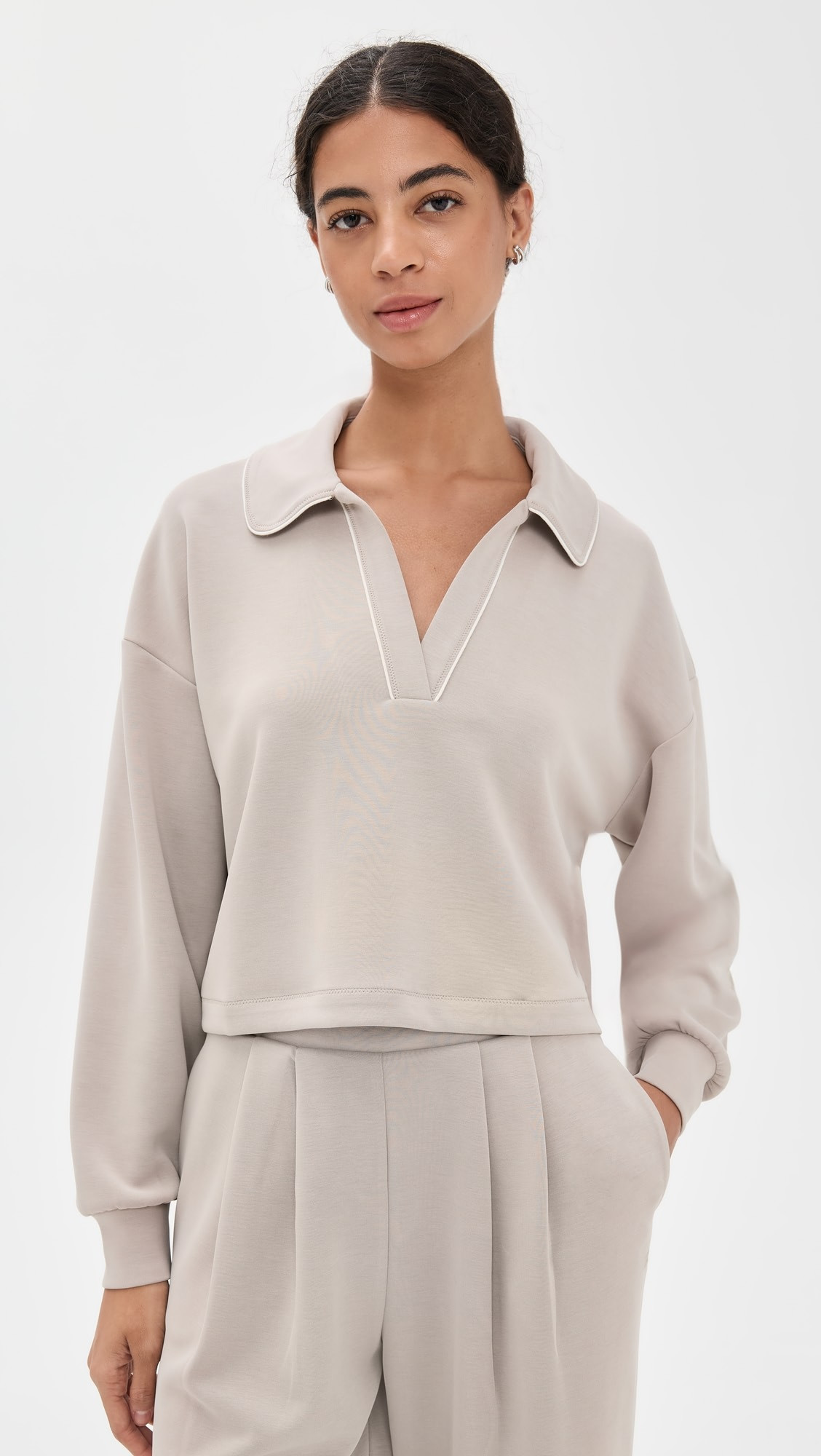 Sand Wash Crop Henley Sweatshirt | Shopbop