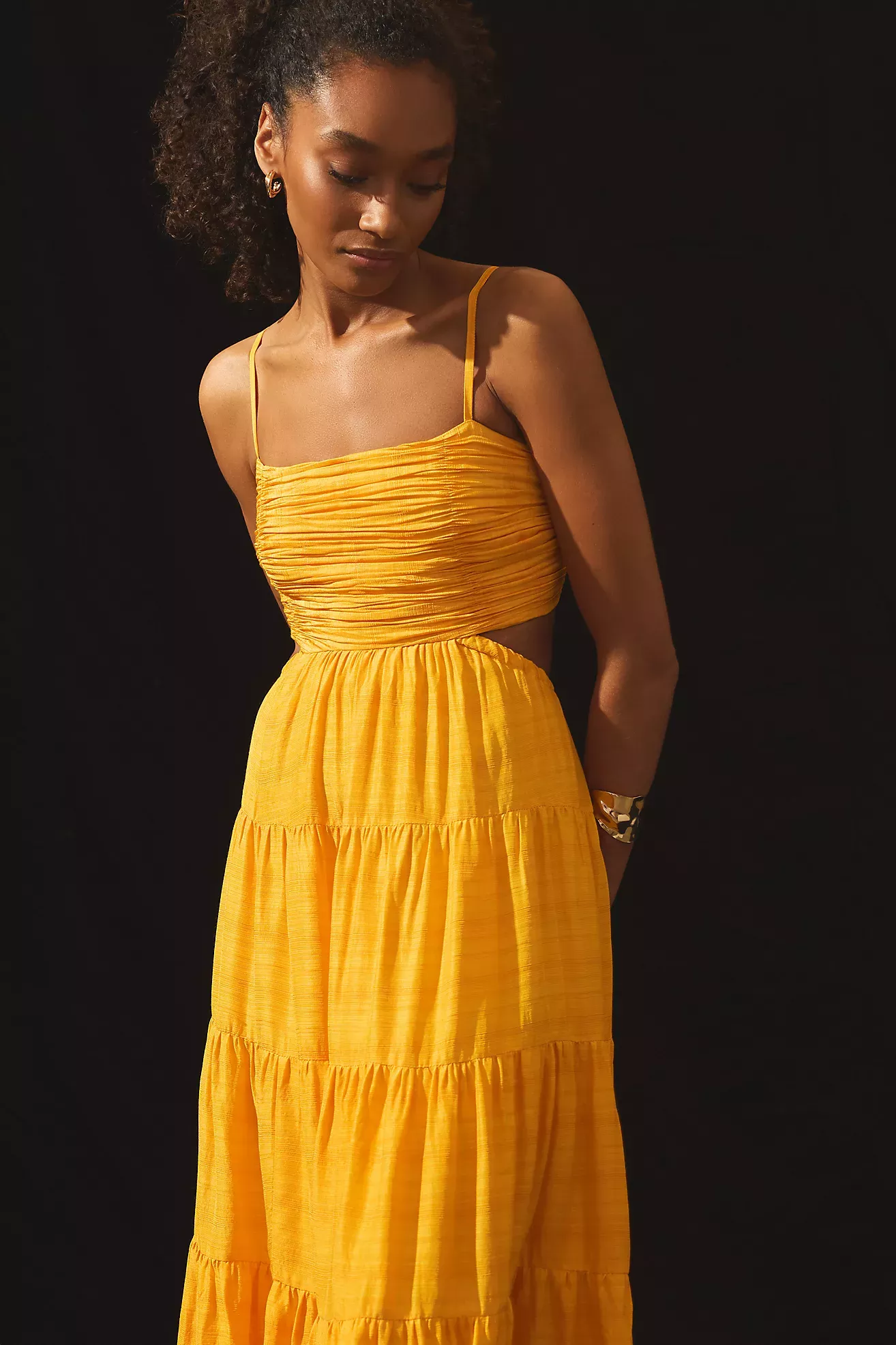 Anthropologie mustard dress deals