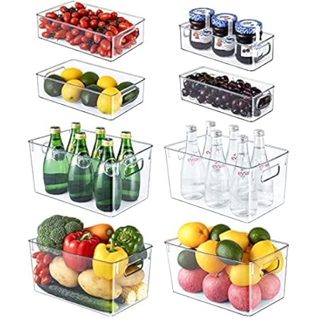 StorageBud Fridge Organizer - 9 Piece Refrigerator Organizer Bins - Stackable Freezer Organizer - Cl | Amazon (US)