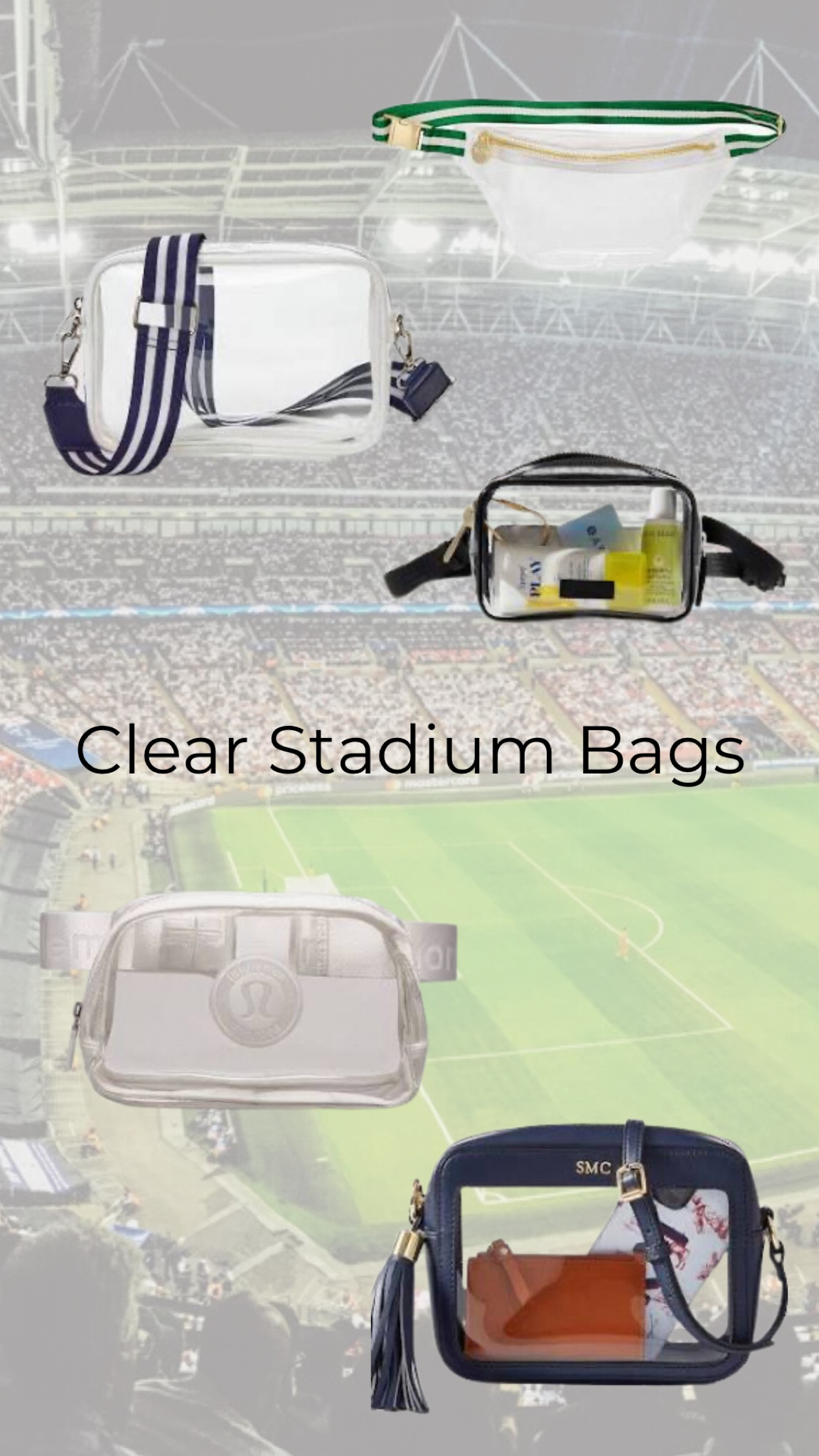 Head to the blog for the size and specifications for clear stadium bags.  Here are some great options. Clear Purse, clear bag 

#LTKFamily #LTKFindsUnder100