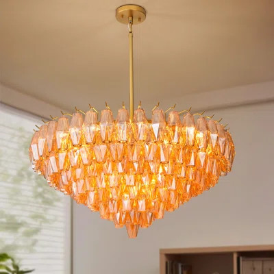 Durkin 20-Light 36" Round Tiered Amber-Tinted Glass Chandelier (Bulbs Included) | Wayfair North America