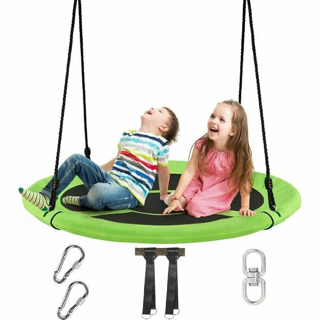 Costway 40'' 770 lbs Flying Saucer Tree Swing Kids Gift w/ 2 Tree Hanging Straps Blue/Green | Target