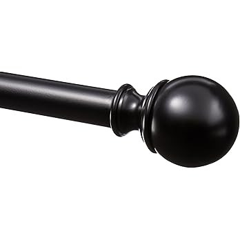 Amazon Basics Adjustable Curtain Rods for Windows, Round Finials, 1-Inch Rod, 72" to 144", Black,... | Amazon (US)