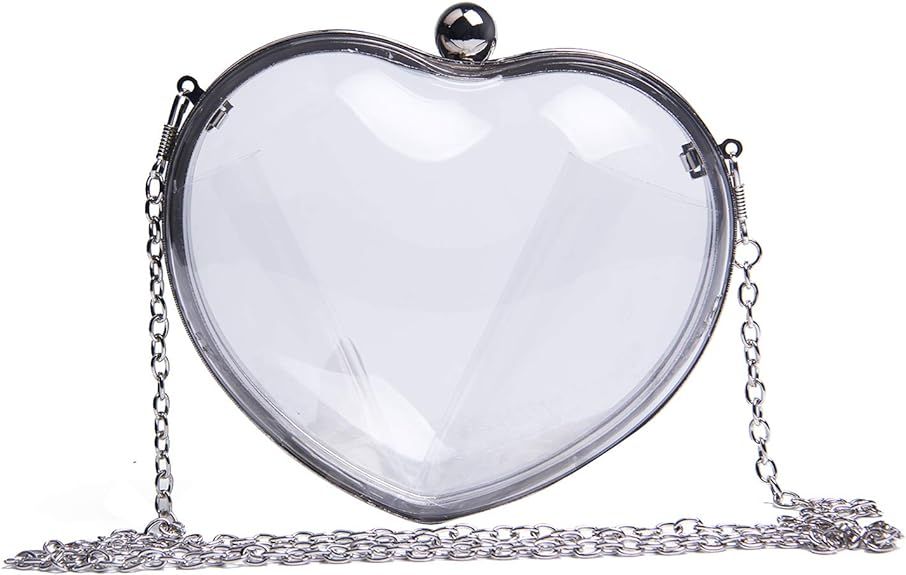 SUKUTU Womens Heart Shape Evening Bag Purse Velvet Party Tote Mini Handbag Clutch Chain Clear Sho... | Amazon (US)
