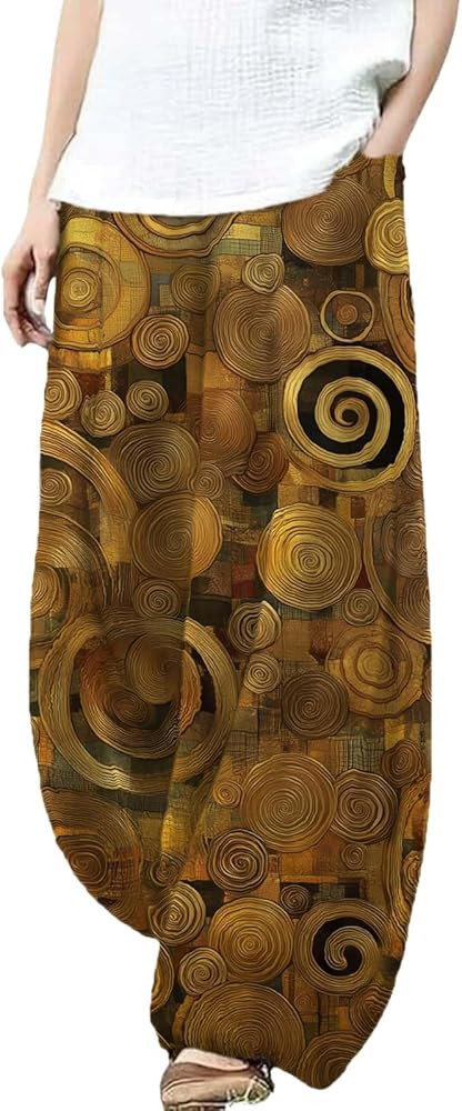 Womens Boho Cotton Linen Pants Summer Casual Wide Leg Baggy Lantern Pants Plus Size Floral Palazz... | Amazon (US)