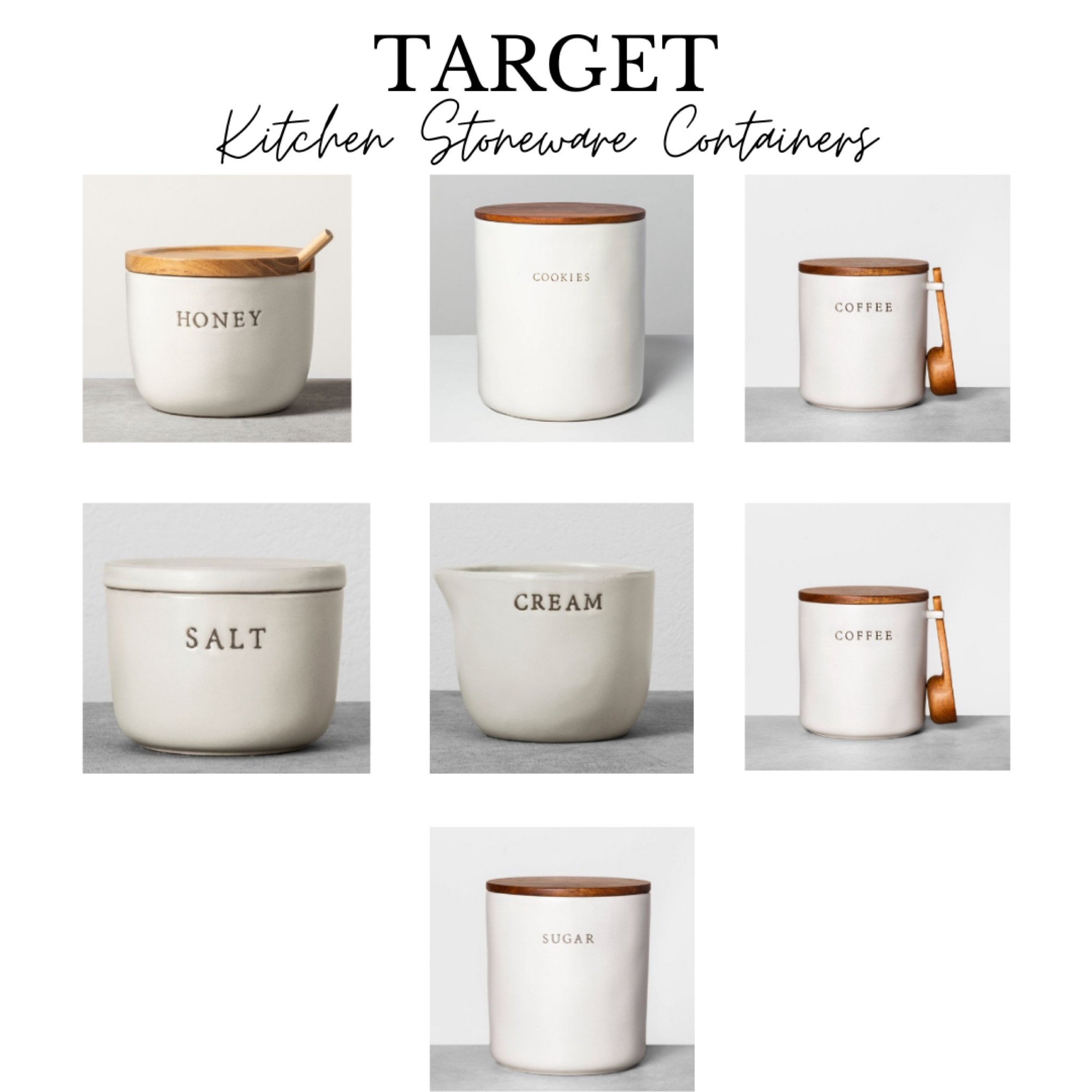 Kitchen containers that can be used as kitchen decoration. 
Canisters, kitchen containers, sugar container, salt container, neutral stone container, white conisters, kitchen stonewares

#LTKhome