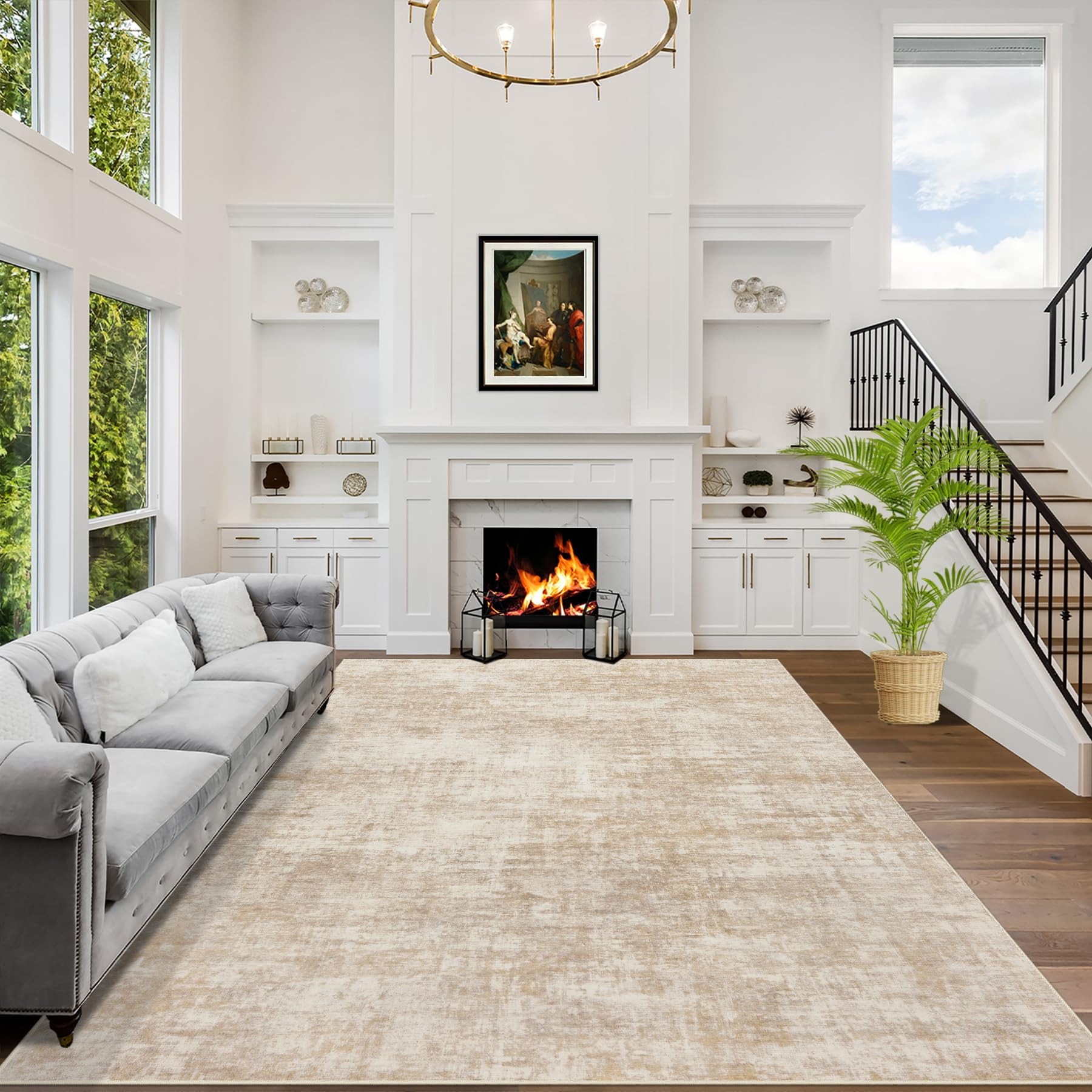 8x10 Area Rugs Washable Rug: Modern Abstract Living Room Rug Soft Anti-Skid Thin Carpet Indoor Fl... | Amazon (US)