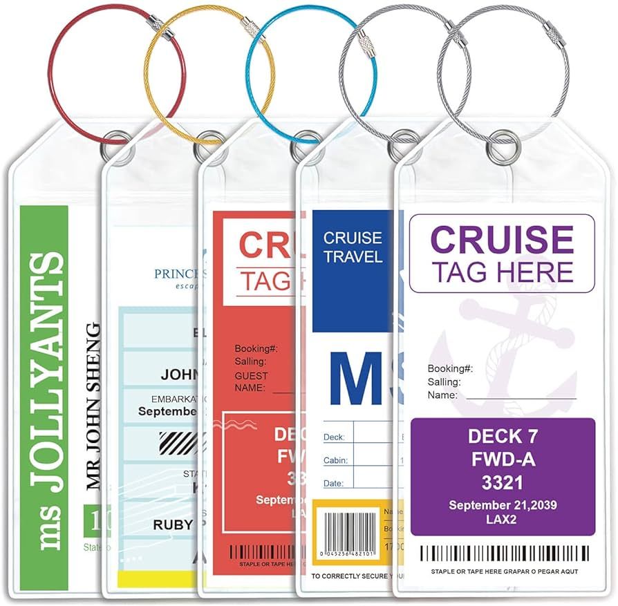 Cruise Luggage Tags Wide Luggage tag Holder Cruise Essentials Zip Seal Reusable | Amazon (US)