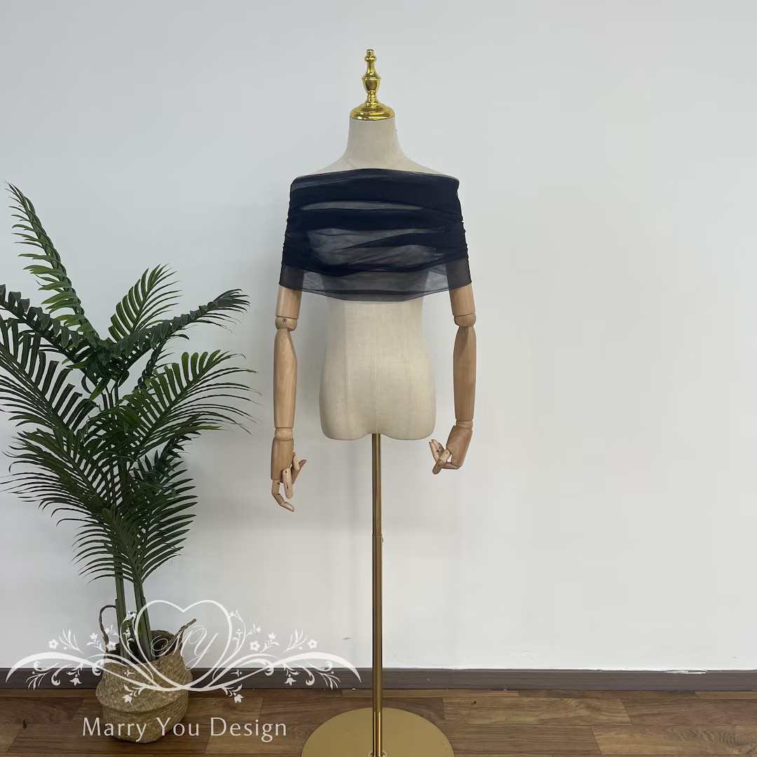 Minimalist Off-the-shoulder Shawl,tulle Wedding Shawl,solid Bridal Wraps,arms Covering,bridal Cov... | Etsy (US)