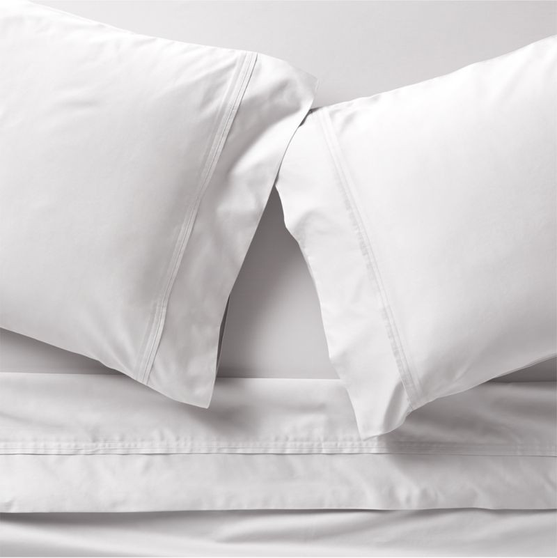 Favorite Organic Cotton Sateen White Queen Bed Sheet Set + Reviews | Crate & Barrel | Crate & Barrel
