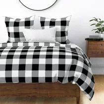 Buffalo Check Plaid Large Gingham Pattern Black Sateen Duvet Cover by Roostery | Walmart (US)