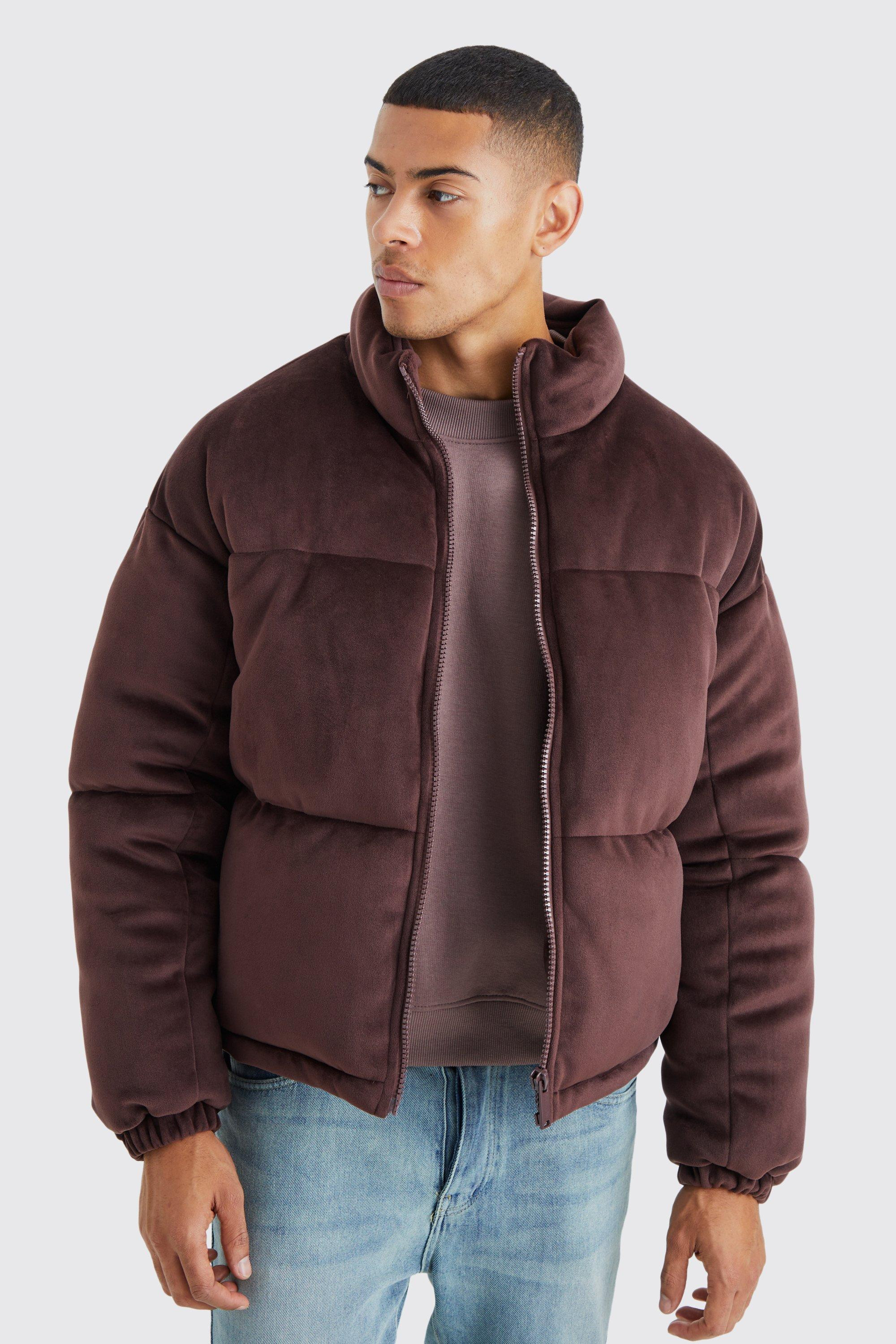 Plush Suede Funnel Neck Puffer | boohooMAN (US & Canada)