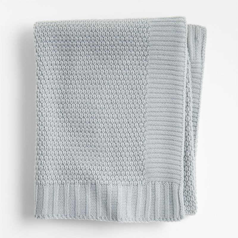 Bubble Knit Mist Blue Baby Stroller Blanket + Reviews | Crate & Kids | Crate & Barrel
