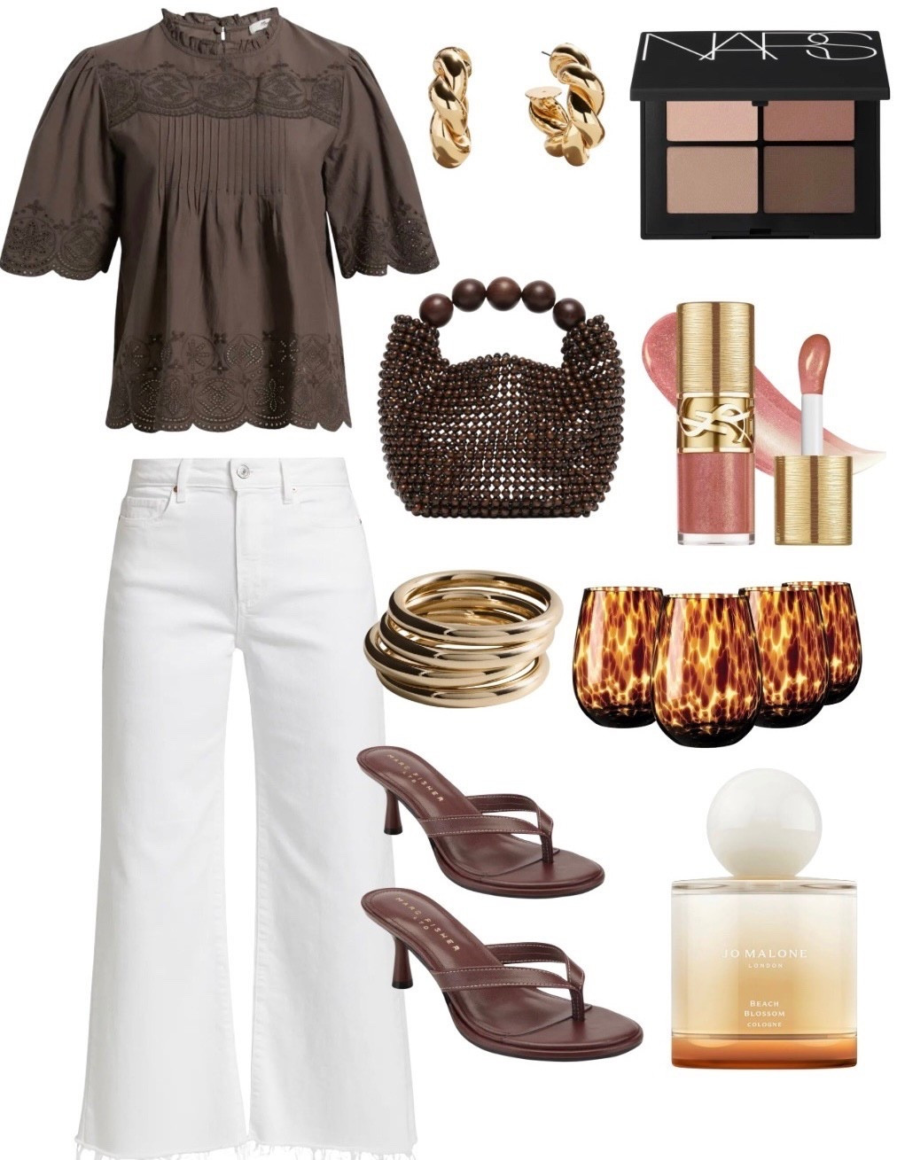 Styling white jeans 
Spring outfit 
Vacation outfit 
Brown sandals
Tortoise shell glasses 

#LTKSeasonal #LTKdayinmylife