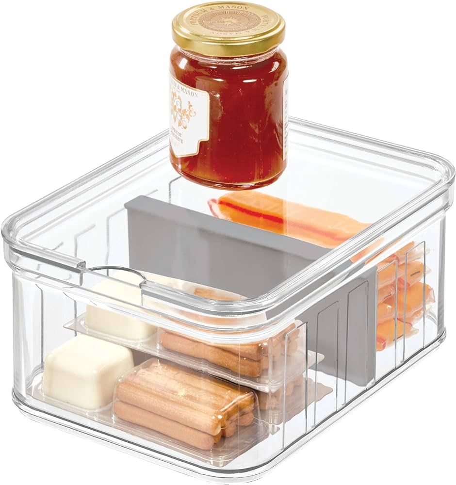 iDesign Crisp Plastic Refrigerator and Pantry Divided Bin, Modular Stacking Food Storage Box for ... | Amazon (US)