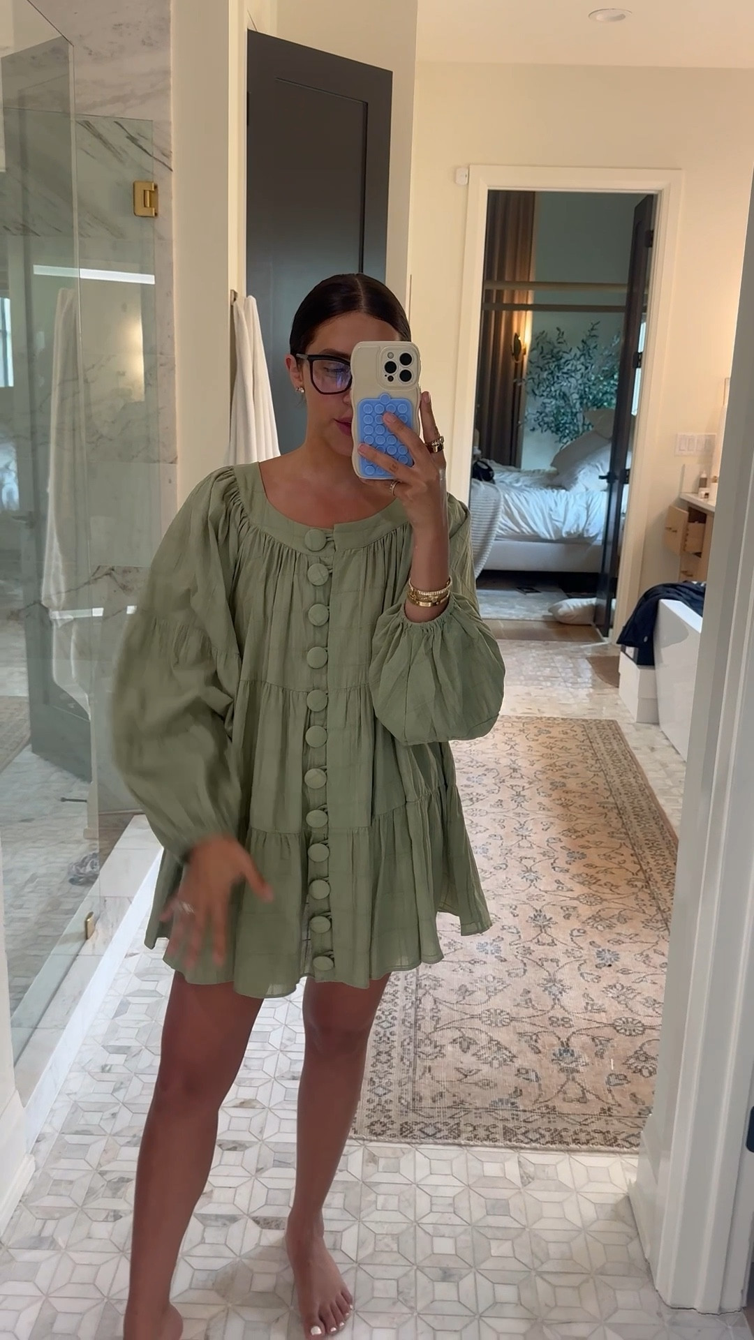 Dress: small

Buttons and style of this are so cute BUT it is very short and sheer. I added denim shorts underneath and can wear it as a top but just a warning for anyone wanting as a dress