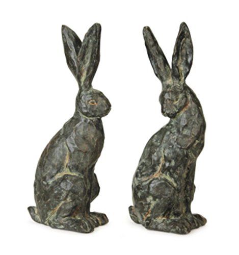 Set of 2 Springtime Garden Weathered Chiseled Easter Bunny Rabbit Statues 16" | Amazon (US)