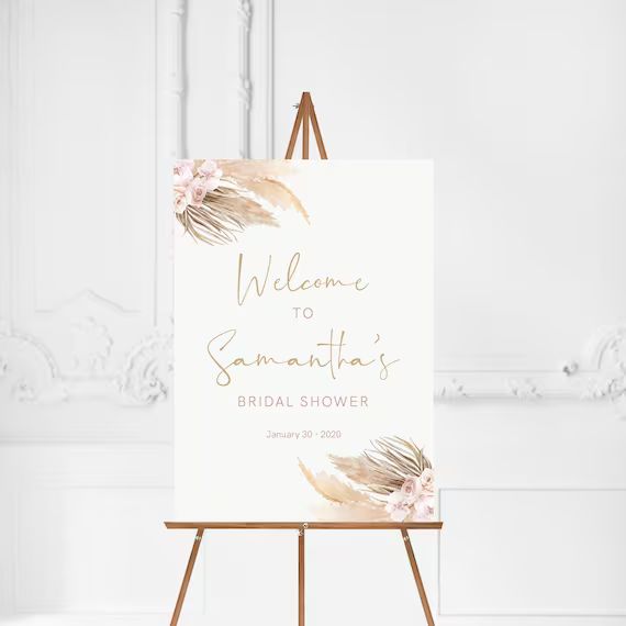 Welcome Sign Pampas Grass Bridal Shower, Bohemian, Welcome Bridal, Boho, Bridal Shower Welcome, B... | Etsy (US)
