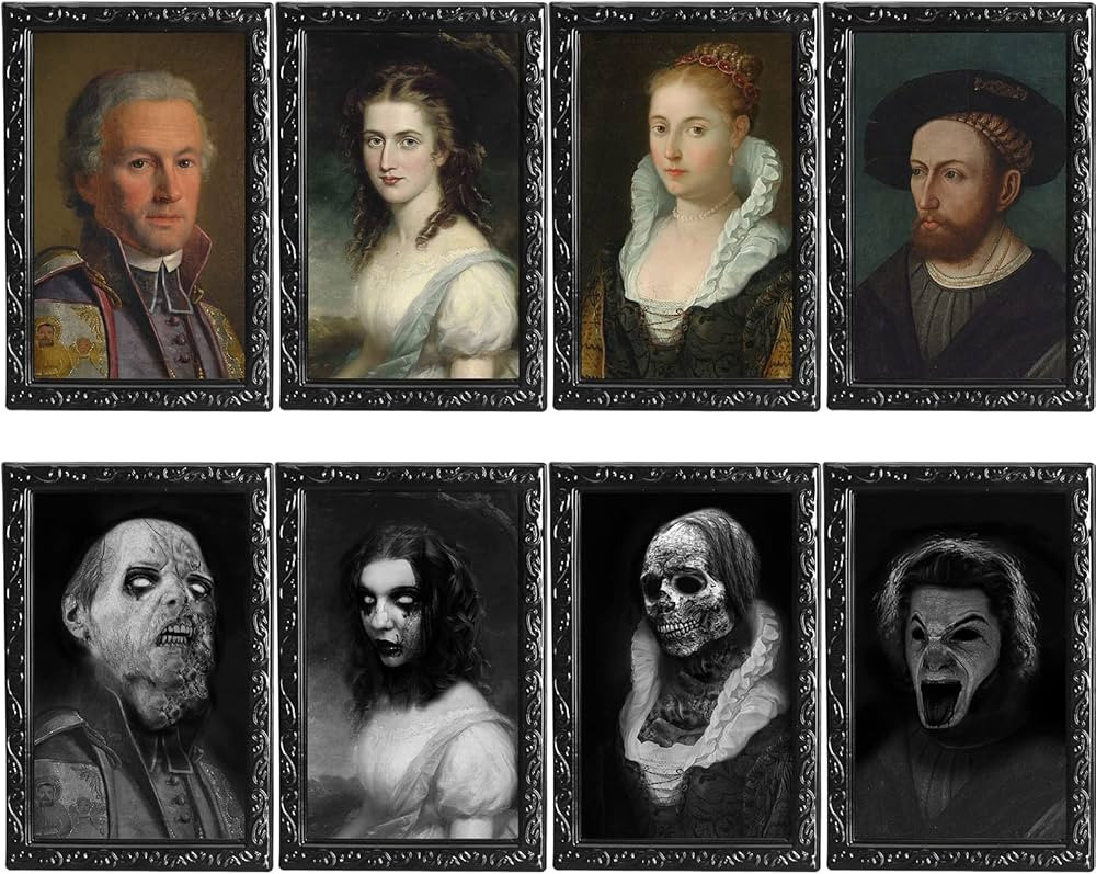 OEDOC 4Pack 10.2x14.5 Halloween Decorations 3D Changing Face Expression Moving Portrait Picture F... | Amazon (US)