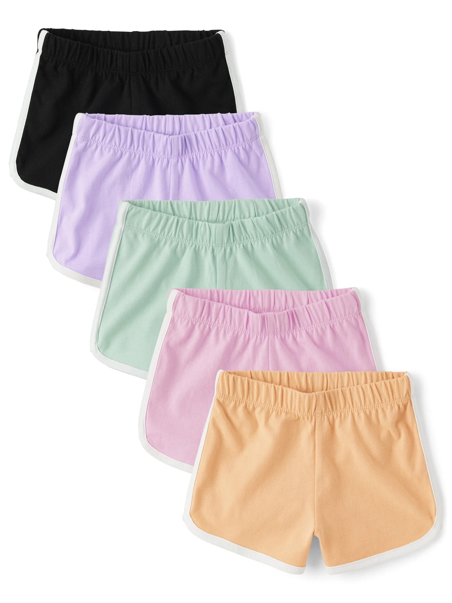 The Children's Place Toddler Girls Contrast Hem Dolphin Shorts, 5-Pack, Sizes 12M-5T | Walmart (US)