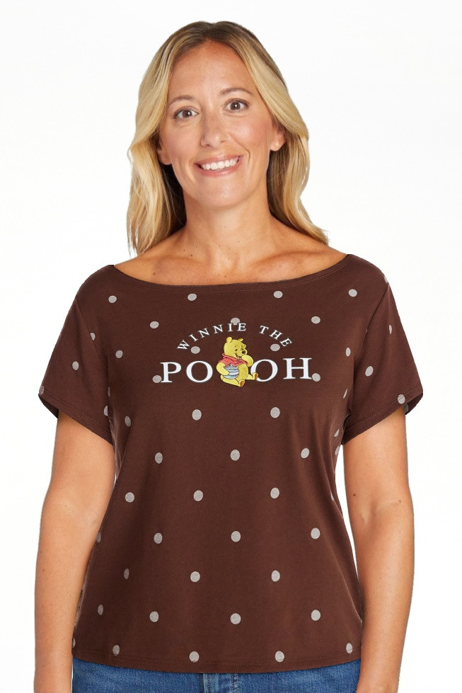 Winnie the Pooh Women's Off the Shoulder Skimmer Polka Dot Tee, Sizes XXS-XXL | Walmart (US)