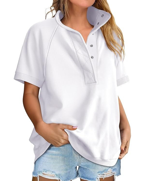ANRABESS Womens Short Sleeve Tops Oversized Lightweight Sweatshirt Polo Shirts 2026 Summer Casual... | Amazon (CA)