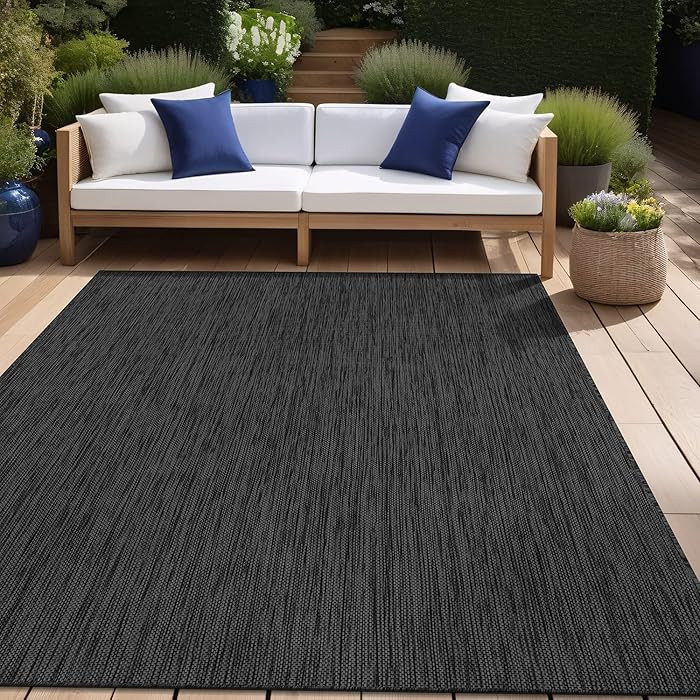 Beverly Rug Indoor Outdoor Rug 10x14, Washable Outside Carpet for Patio, Deck, Porch, Solid Moder... | Amazon (US)