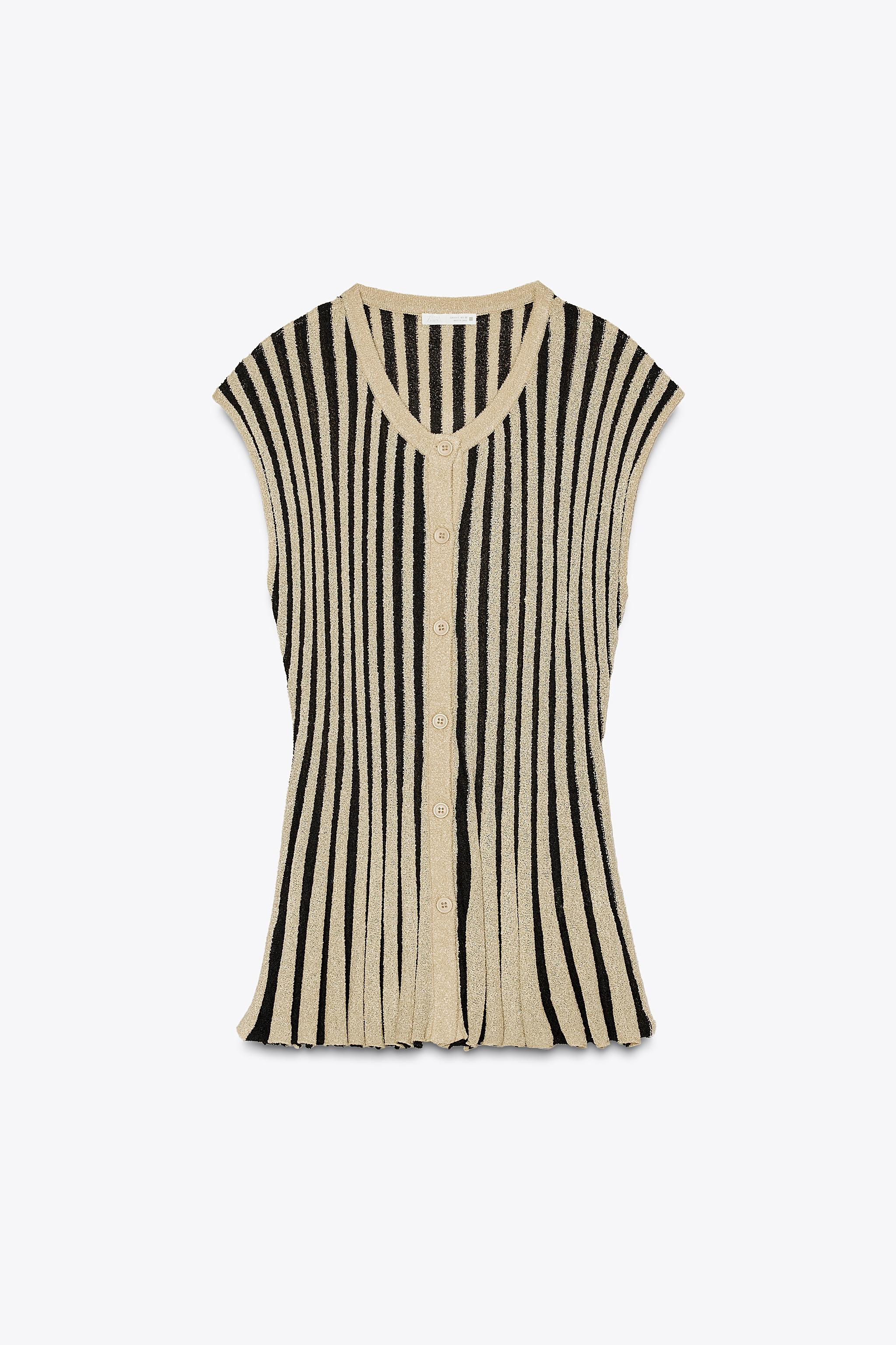 STRIPED CROPPED KNIT TOP | Zara UK