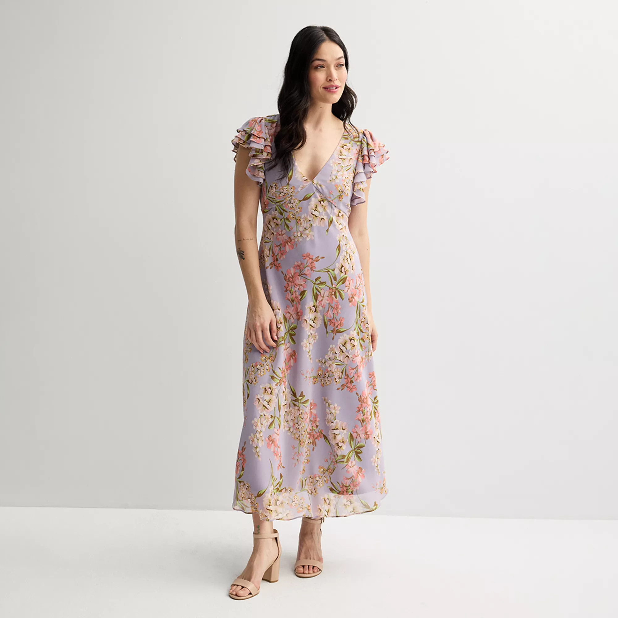 Women's Taylor V-Neck Flutter Sleeve Dress | Kohl's