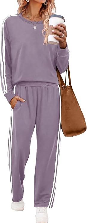 Sampeel 2 Piece Outfits for Women Color Block Set Cozy Sweatsuits Sets | Amazon (US)