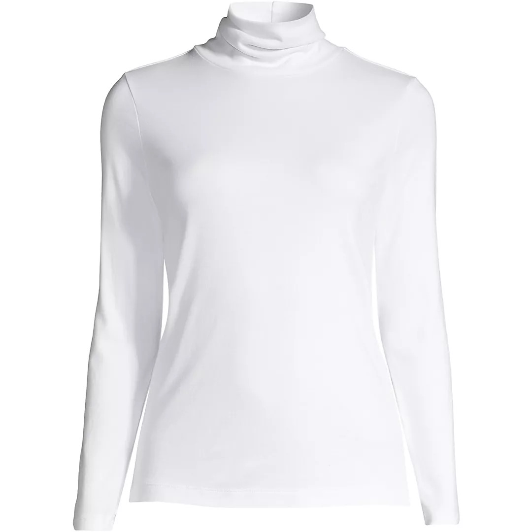 Women's Supima Cotton Fitted Long Sleeve Turtleneck | Lands' End (US)