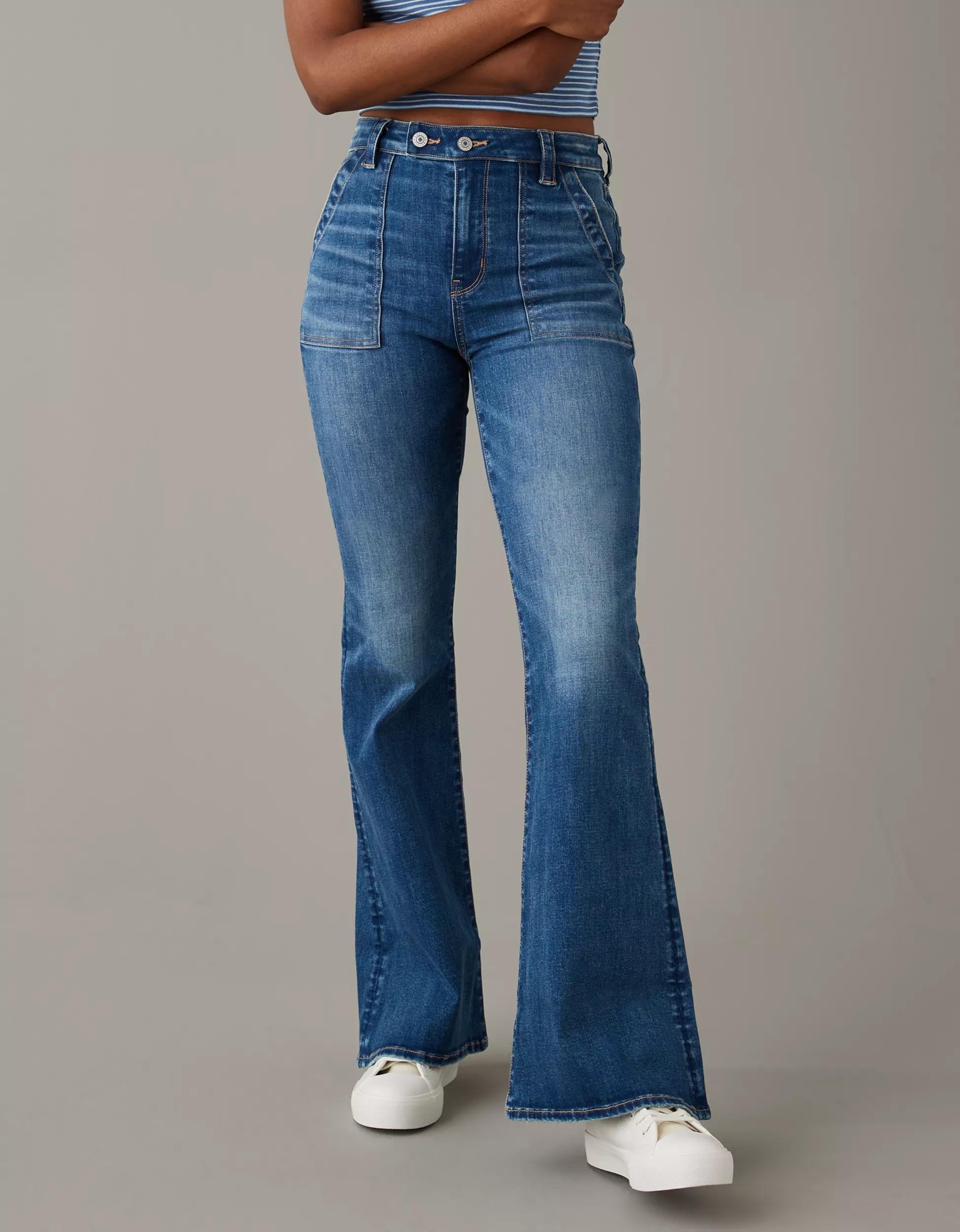 AE Next Level Super High-Waisted Flare Jean | American Eagle Outfitters (US & CA)