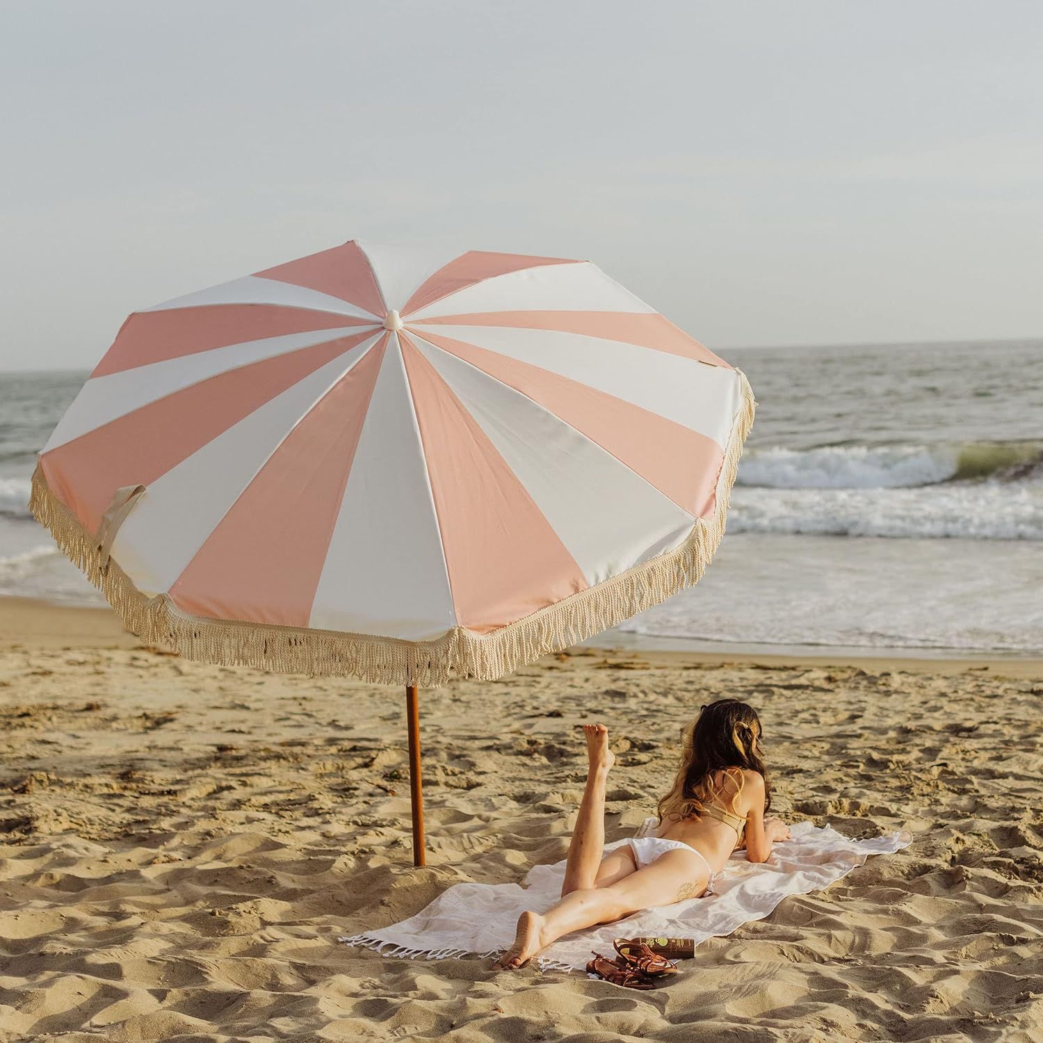 Beach State Summerland 6.5 Feet Beach Umbrella with Fringe - Patio Umbrella - Outdoor Umbrella - UV5 | Amazon (US)