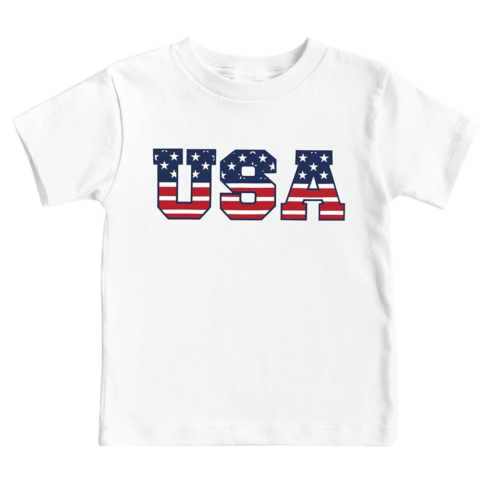 4th of July Shirts Toddler Boys Girls American Flag USA T-Shirt Kids Patriotic Tee Tops | Amazon (US)