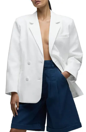 Hudson Jeans Mae Oversize Double Breasted Cotton Blazer in White at Nordstrom Rack, Size Large | Nordstrom Rack